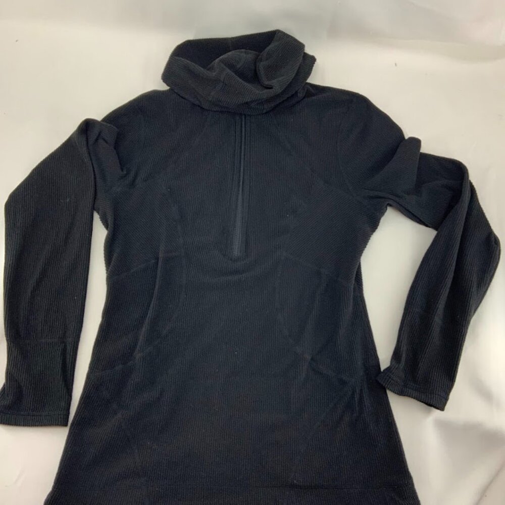 Zella Form Fitting Pullover Jacket Black Womans Small Quarter Zip Hooded